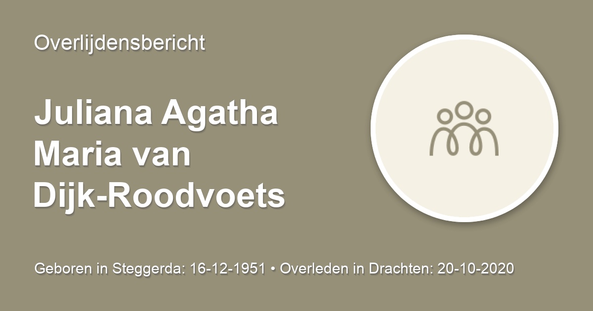 Juliana Agatha Maria van Dijk-Roodvoets 20 oktober 2020 ...